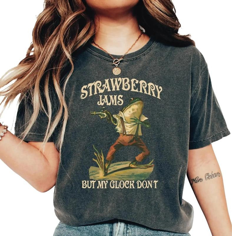 Strawberry Jams But My Glock Don'T Funny Meme - Adult & Kids T-Shirts, Sweatshirts & Hoodies apparel design preview 1