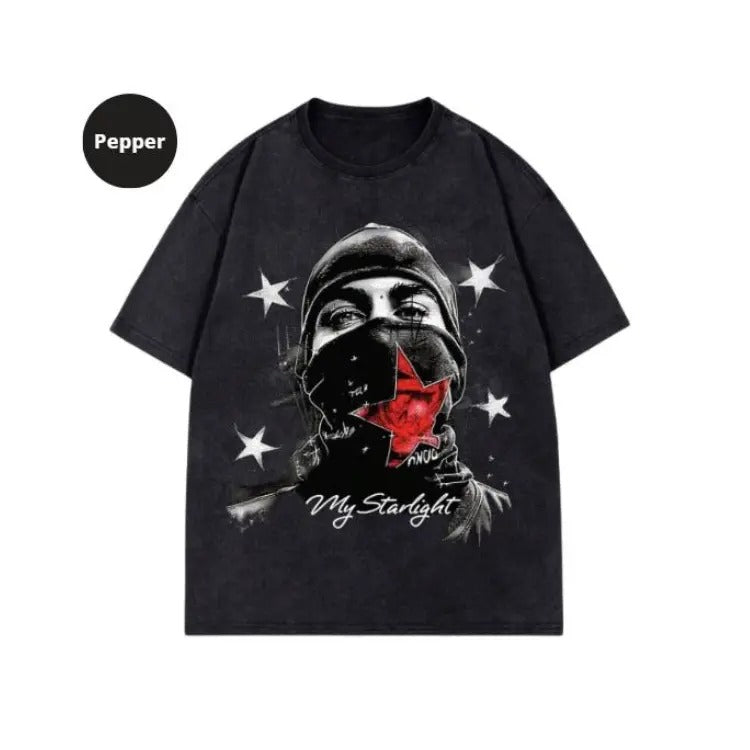Street Life Retro Figure Print Washed Short Sleeve - Adult & Kids T-Shirts, Sweatshirts & Hoodies apparel design preview 1