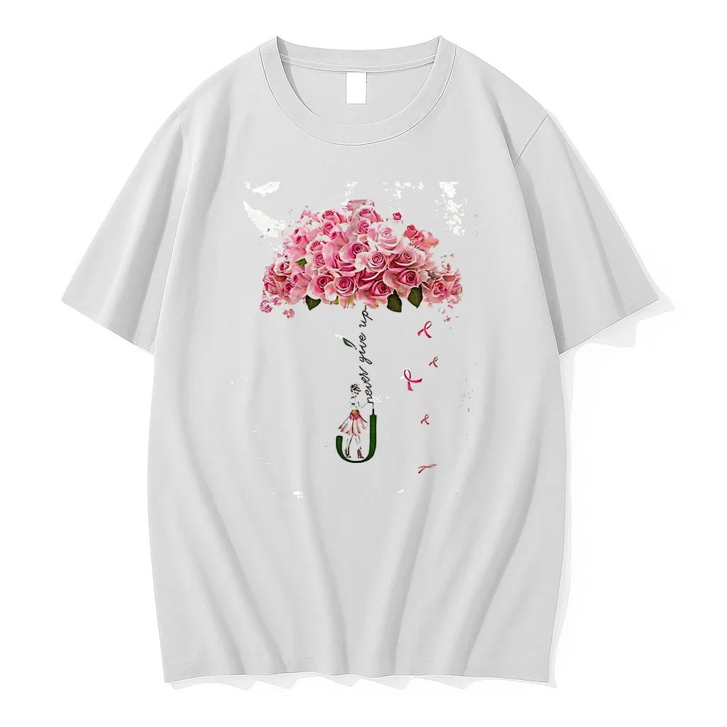 Strong Girl Flower Never Give Up Breast Cancer - Adult & Kids T-Shirts, Sweatshirts & Hoodies apparel design preview 1