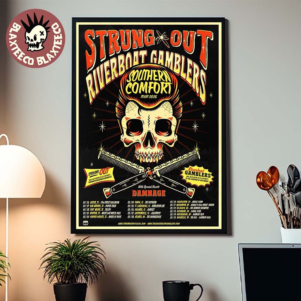 Strung Out Southern Comfort Tour 2026 North American - Adult & Kids T-Shirts, Sweatshirts & Hoodies apparel design preview 1