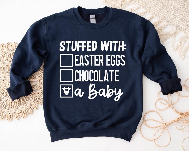Stuffed Baby Easter Pregnancy Announcement Spring - Adult & Kids T-Shirts, Sweatshirts & Hoodies apparel design preview 1