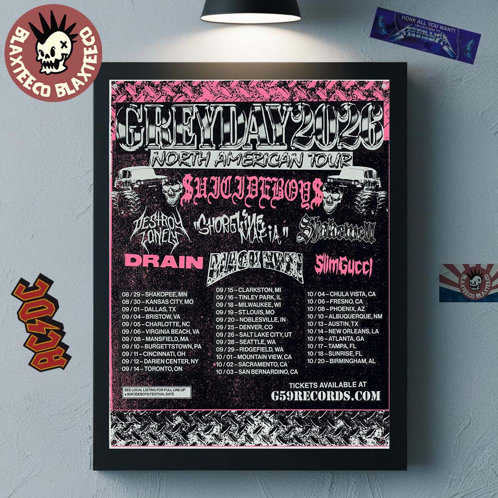 Suicide Boys Grey Day 2026 North America Tour Lineup - Adult & Kids T-Shirts, Sweatshirts & Hoodies apparel design preview 1