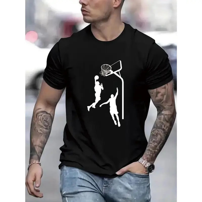 Basketball Jumping Silhouettes Print Short Sleeved - Adult & Kids T-Shirts, Sweatshirts & Hoodies apparel design preview 1