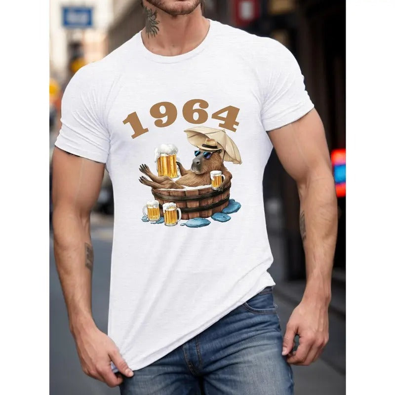Beer Capybara Print Short Sleeved Casual Comfy - Adult & Kids T-Shirts, Sweatshirts & Hoodies apparel design preview 1