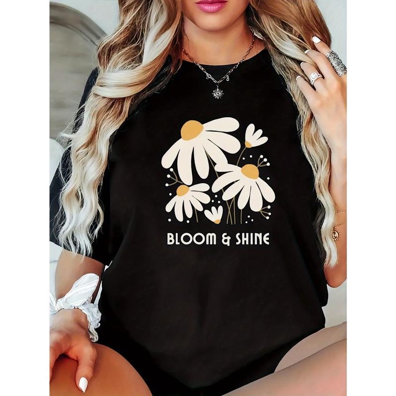 Plus Size Casual Geometric Daisy Print Polyester - Adult & Kids T-Shirts, Sweatshirts & Hoodies apparel design preview 1