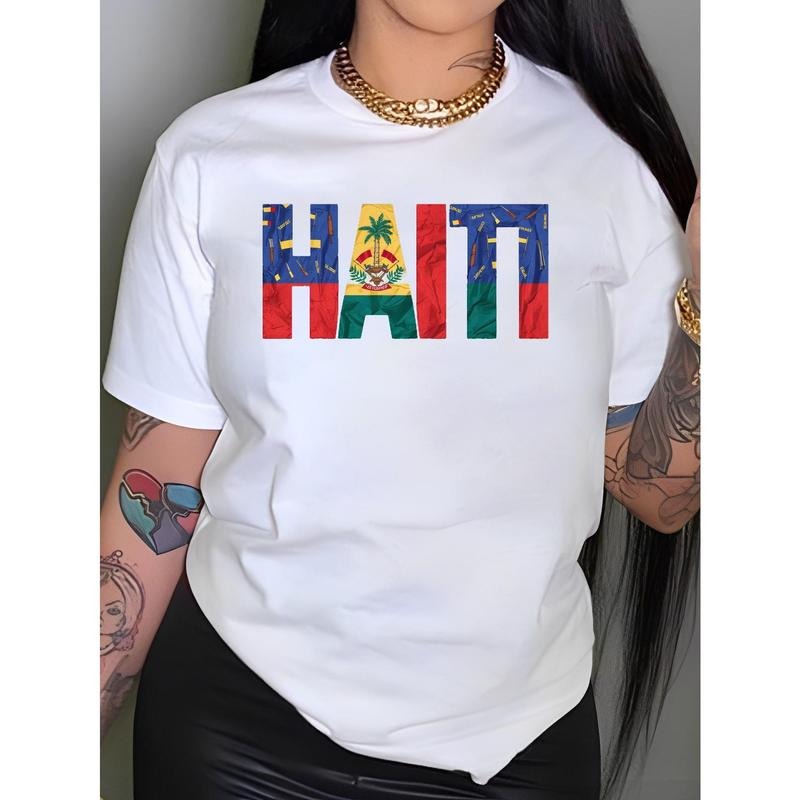 1pc Casual Cotton Haitian Flag Alphabet Print Crew - Adult & Kids T-Shirts, Sweatshirts & Hoodies apparel design preview 1