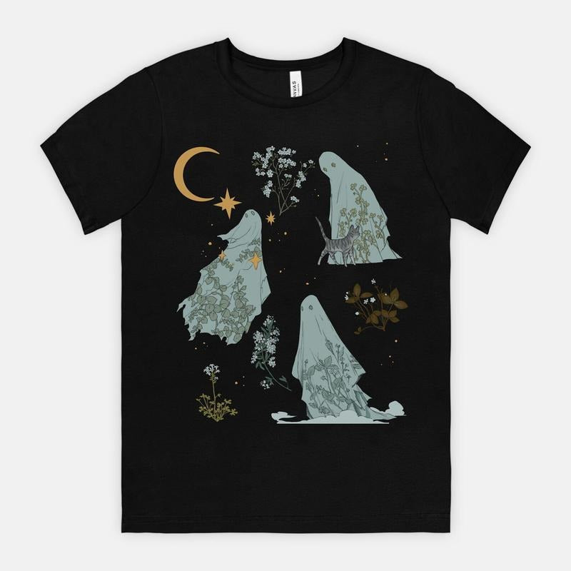 Summer Ghosts Top Black Casual Goth Spooky Halloween - Adult & Kids T-Shirts, Sweatshirts & Hoodies apparel design preview 1