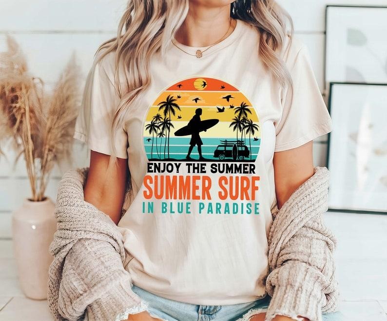 Summer Surf Enjoy Blue Paradise Family Trip Camping - Adult & Kids T-Shirts, Sweatshirts & Hoodies apparel design preview 1
