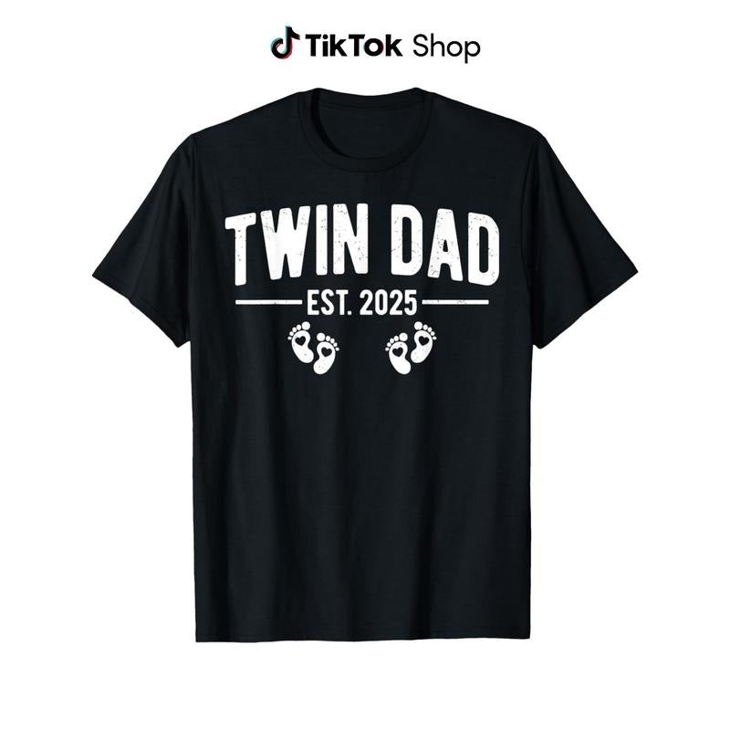 [Summer Standard Size Twin Dad Est. 2025 Father Twins - Adult & Kids T-Shirts, Sweatshirts & Hoodies apparel design preview 1