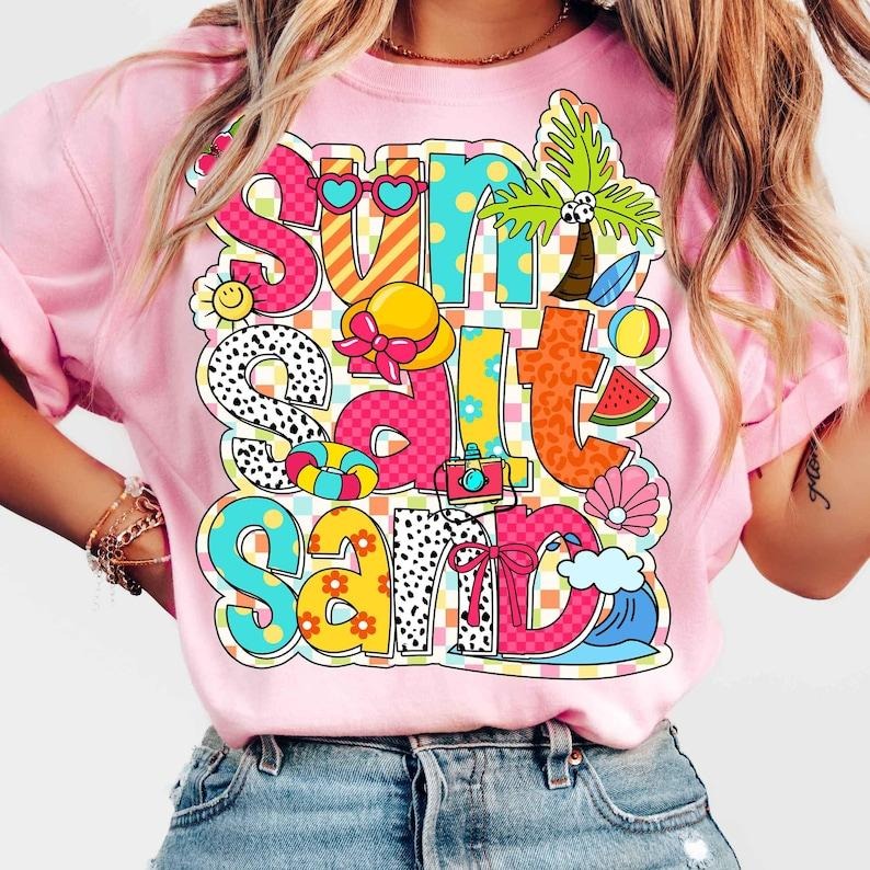 Sun Salt Sand Retro Summer Beach - Adult & Kids T-Shirts, Sweatshirts & Hoodies apparel design preview 1