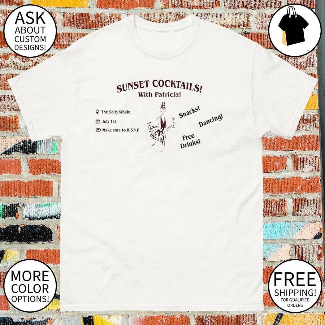 Sunset Cocktails With Patricia The Salty Whale Snacks - Adult & Kids T-Shirts, Sweatshirts & Hoodies apparel design preview 1