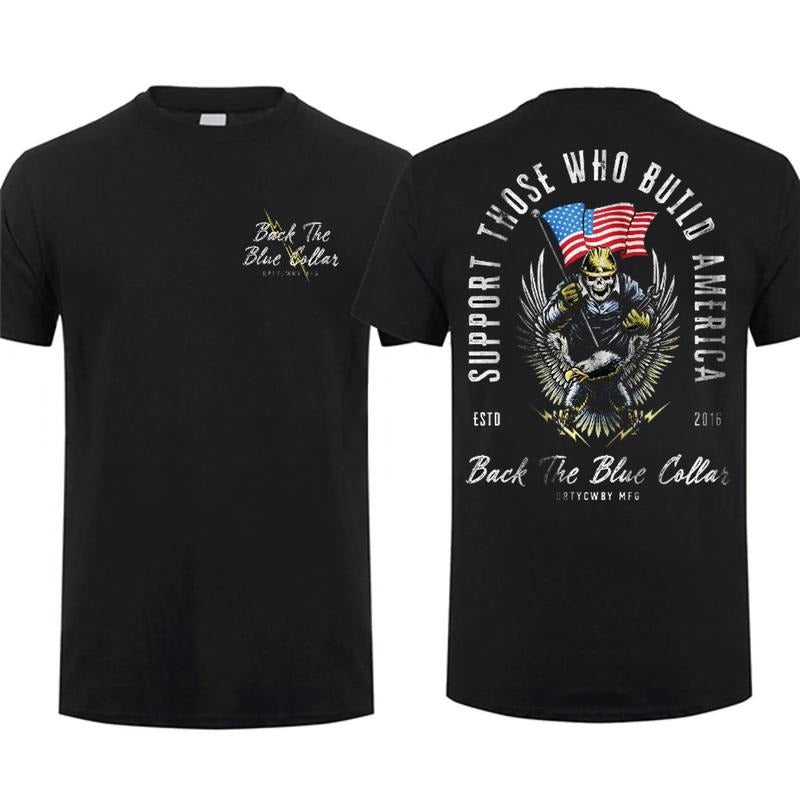Support Those Who Build America Back Blue Collar - Adult & Kids T-Shirts, Sweatshirts & Hoodies apparel design preview 1