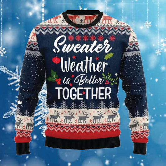 weather is better together 3D Ugly Christmas Sweater - Holiday Gift product image 2