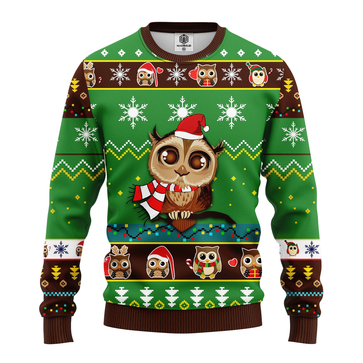 Owl cute green 3D Ugly Christmas Sweater - Holiday Gift product image