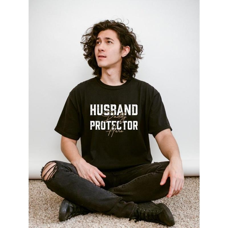Husband Daddy Protector Hero Minimalist Dad Retro - Adult & Kids T-Shirts, Sweatshirts & Hoodies apparel design preview 1