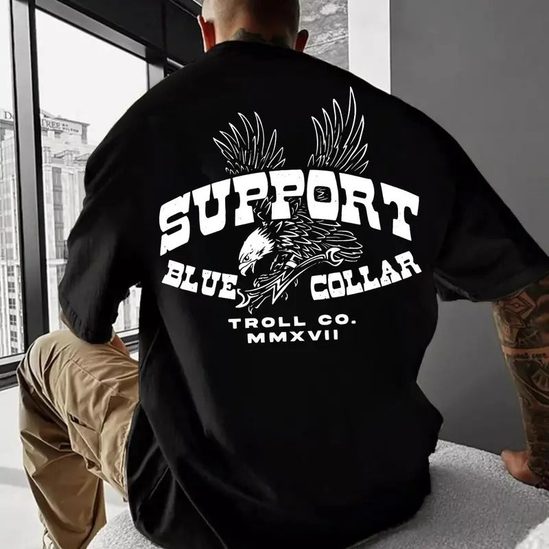 Support Blue Colar Troll Co MMXVII Classic Fit 100% - Adult & Kids T-Shirts, Sweatshirts & Hoodies apparel design preview 1
