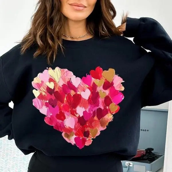 Heart Brushstroke Valentine Coquette Cotton Top - Adult & Kids T-Shirts, Sweatshirts & Hoodies apparel design preview 1