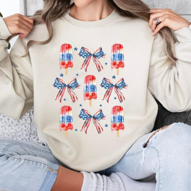 Sweet Land USA Ice Cream American Popsicle Patriotic - Adult & Kids T-Shirts, Sweatshirts & Hoodies apparel design preview 1