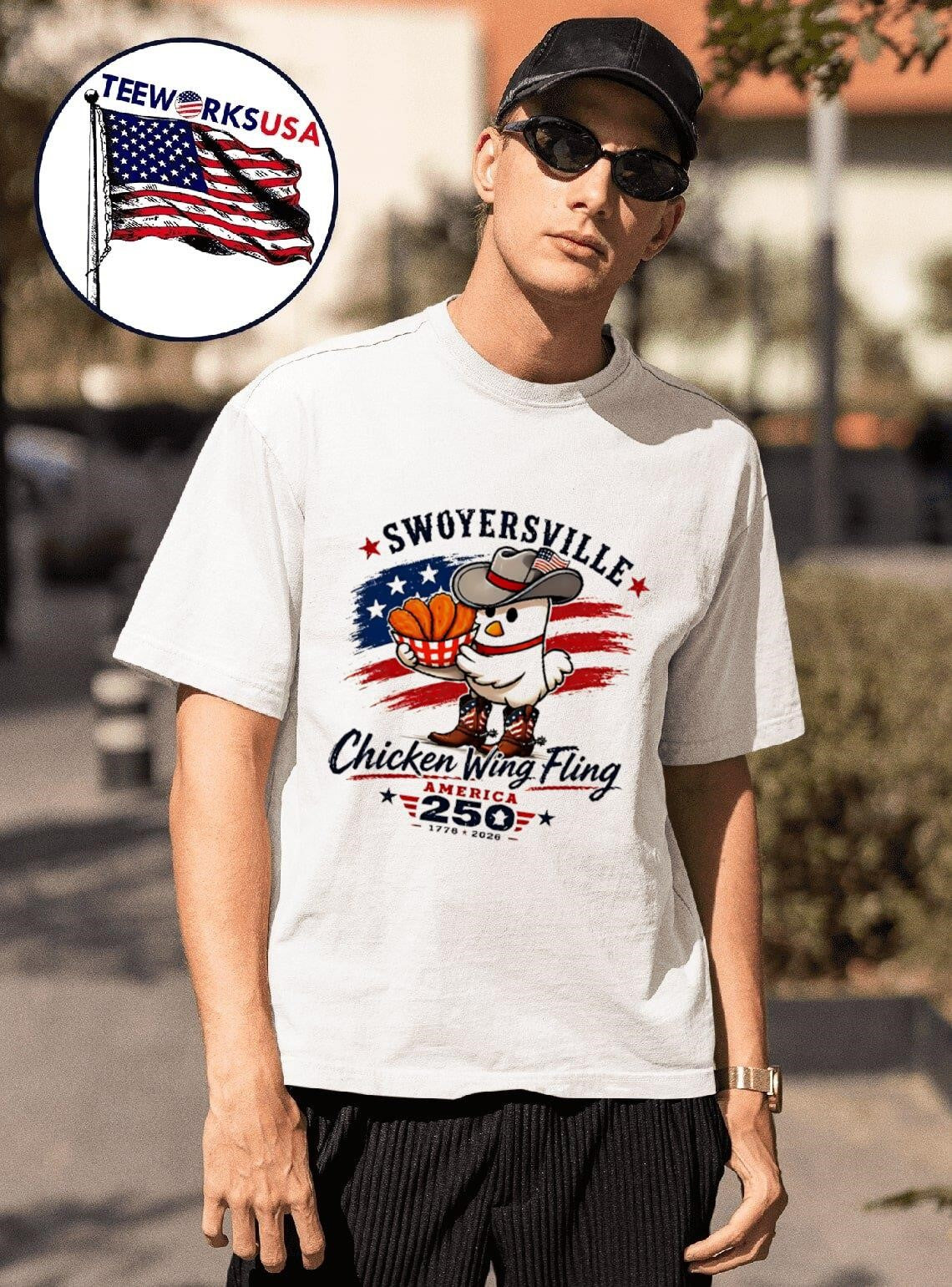 Swoyersville Chicken Wing Fling America 250 1776 2026 - Adult & Kids T-Shirts, Sweatshirts & Hoodies apparel design preview 1