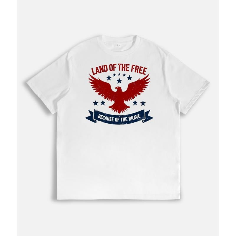 Symbolic "Land Free Because Brave" Motif Patriotic - Adult & Kids T-Shirts, Sweatshirts & Hoodies apparel design preview 1