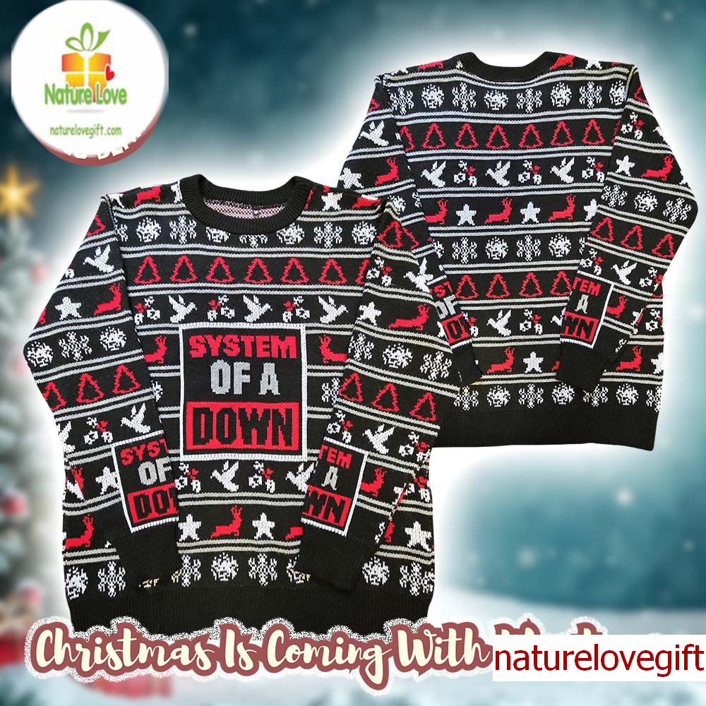 System Of A Down Logo Vintage Xmas Pattern Knitted Ugly Christmas Sweater - Holiday Gift product image