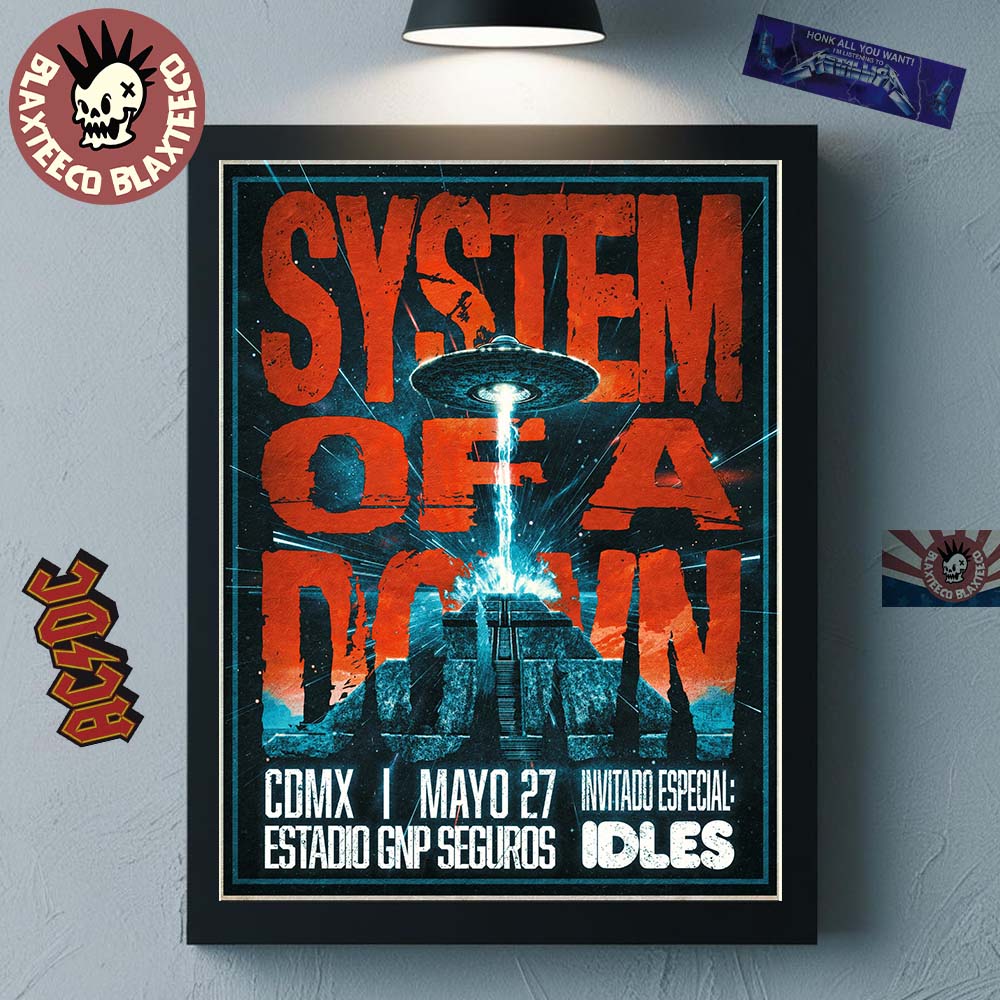 System Of A Down Mexico Tour CDMX 2026 At Estadio GNP - Adult & Kids T-Shirts, Sweatshirts & Hoodies apparel design preview 1