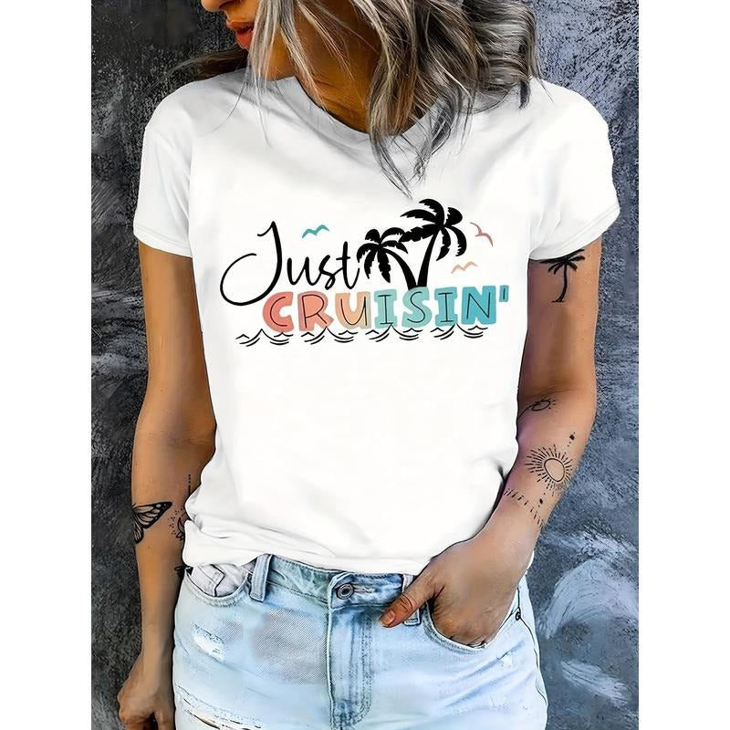 Laid Back 'Just CRUISIN'' Text Palm Trees Ocean Waves - Adult & Kids T-Shirts, Sweatshirts & Hoodies apparel design preview 1