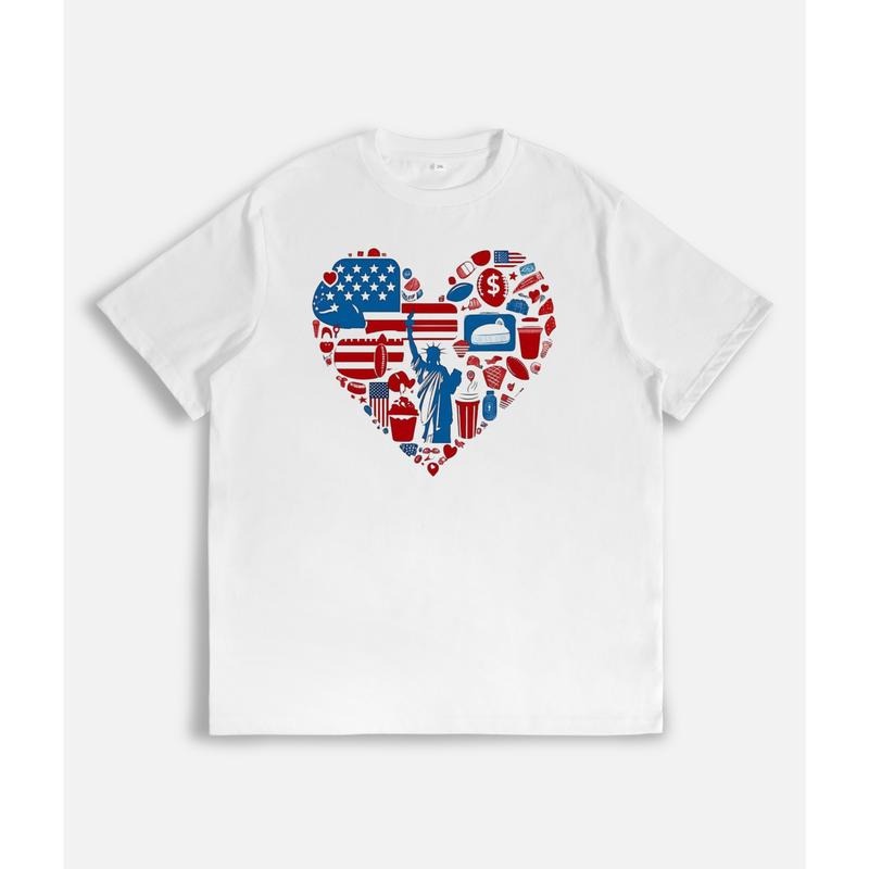 Patriotic Heart Celebrating American Symbols - Adult & Kids T-Shirts, Sweatshirts & Hoodies apparel design preview 1