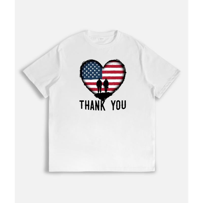 Patriotic Heart Saying "Thank You" American Symbolism - Adult & Kids T-Shirts, Sweatshirts & Hoodies apparel design preview 1