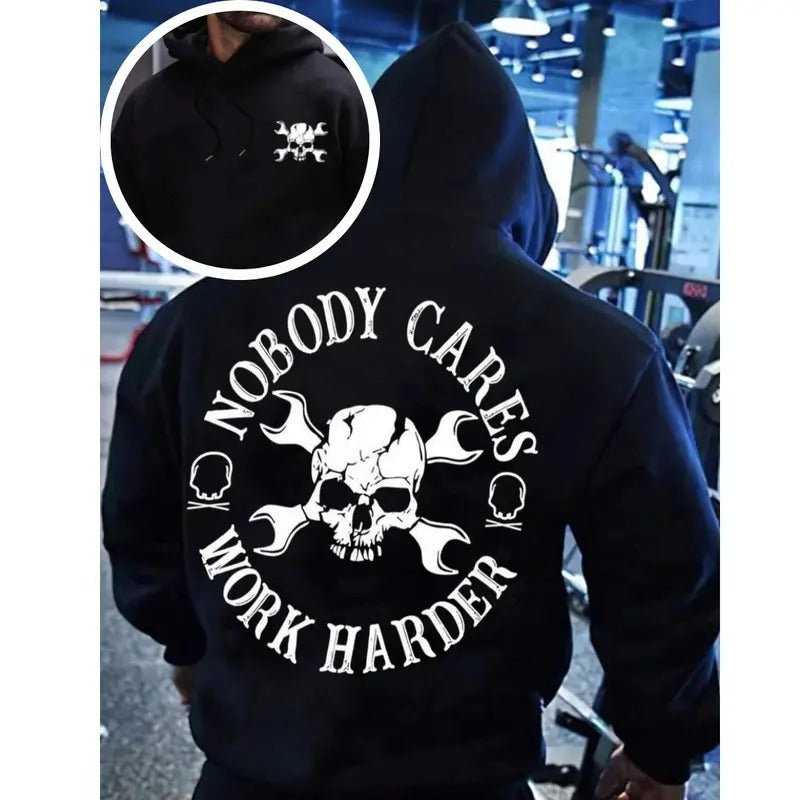 Nobody Cares Work Harde Printed Loose Skull MenSwear - Adult & Kids T-Shirts, Sweatshirts & Hoodies apparel design preview 1