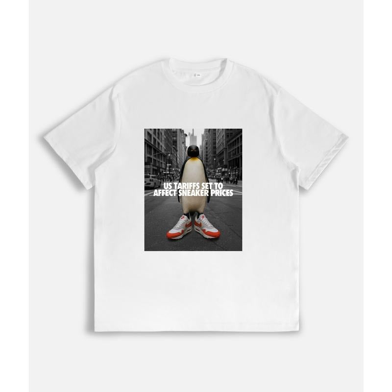 Penguin Wearing Sneakers "US TARIFFS SET AFFECT - Adult & Kids T-Shirts, Sweatshirts & Hoodies apparel design preview 1