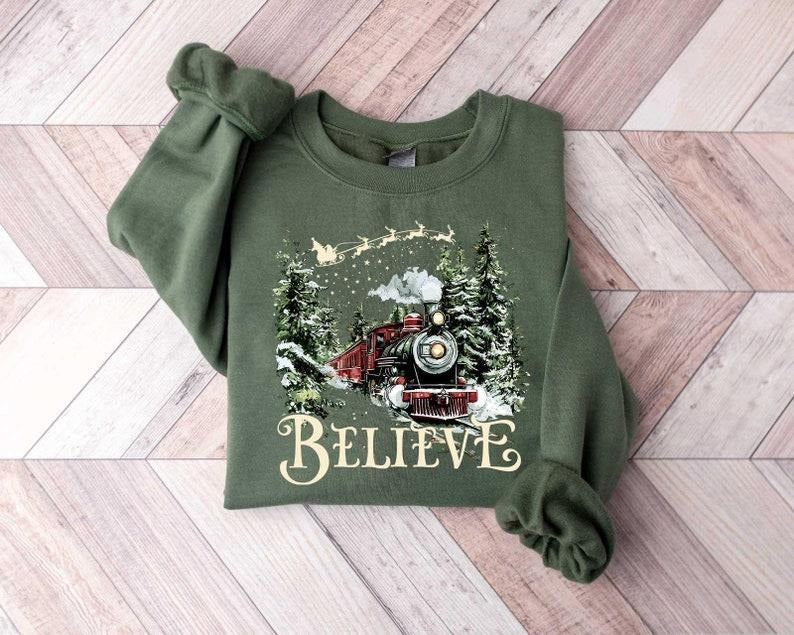 Polar Express Believe Merry All Aboard Xmas - Adult & Kids T-Shirts, Sweatshirts & Hoodies apparel design preview 1