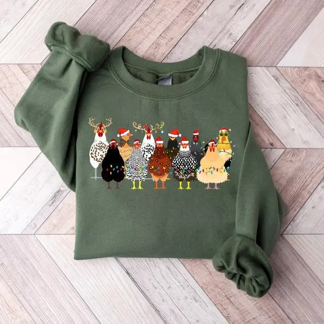 Cute Chickens Festive Cotton Womenswear Check Retro - Adult & Kids T-Shirts, Sweatshirts & Hoodies apparel design preview 1