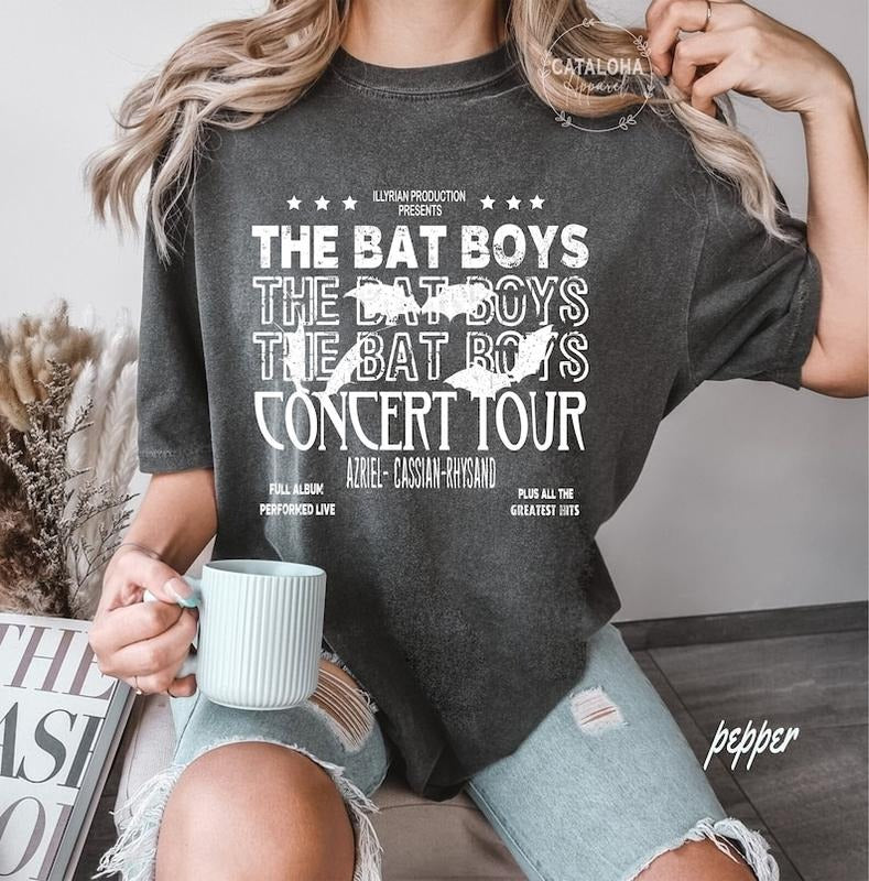 Bookish Bat Tour Acotar Fan Club Vintage Location - Adult & Kids T-Shirts, Sweatshirts & Hoodies apparel design preview 1