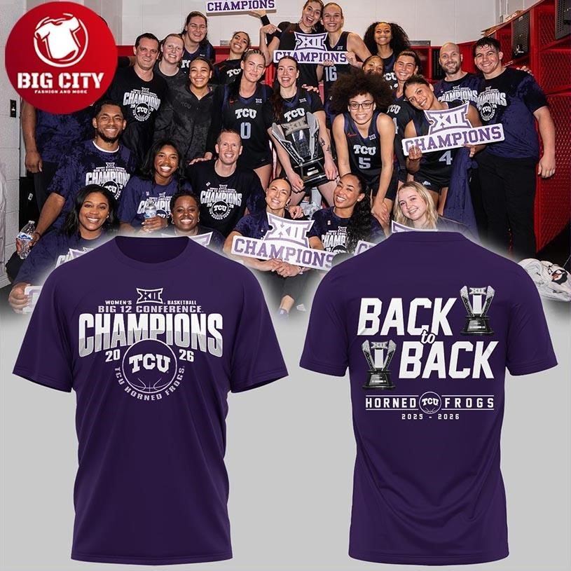 TCU Horned Frogs Big12 Champions 2026 Back2Back Two - Adult & Kids T-Shirts, Sweatshirts & Hoodies apparel design preview 1