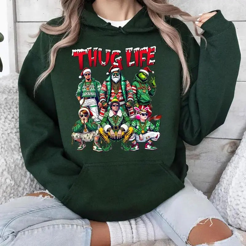 THUGLIFE Movies Xmas Comfort Cotton Fabric Top Green - Adult & Kids T-Shirts, Sweatshirts & Hoodies apparel design preview 1