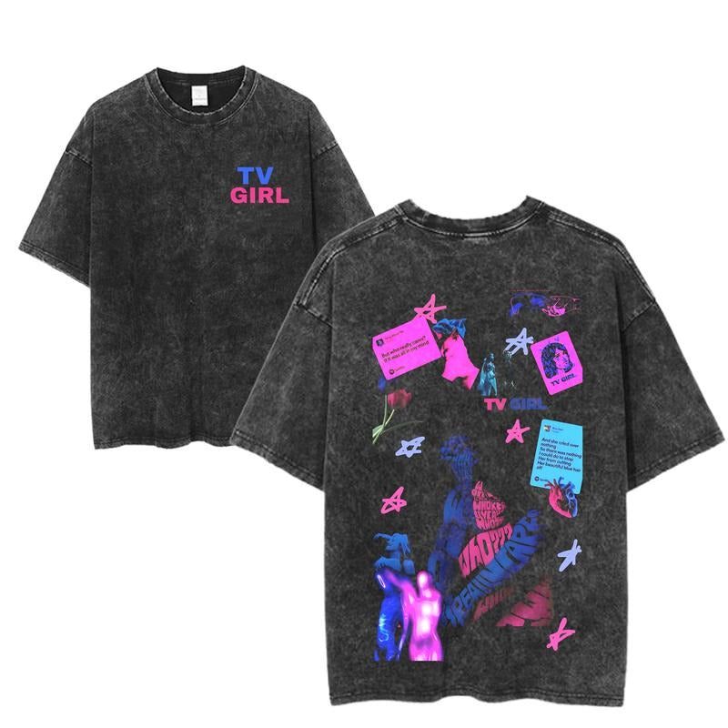 TV Girl Lyric Collage Indie Band Retro Tour Vaporwave - Adult & Kids T-Shirts, Sweatshirts & Hoodies apparel design preview 1