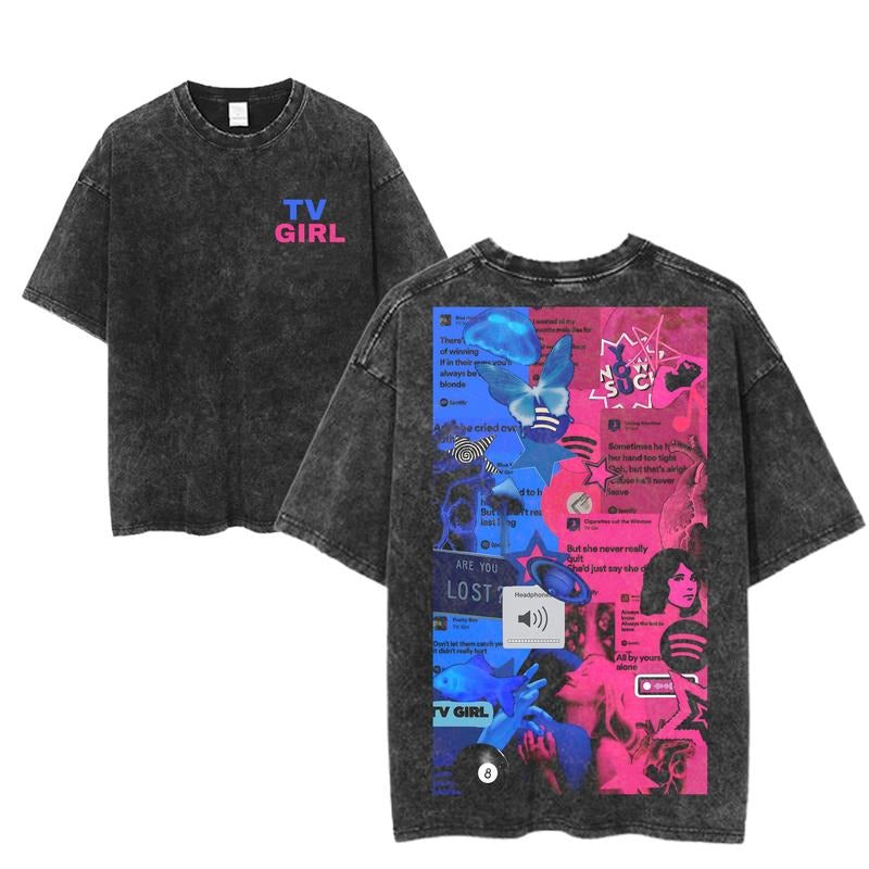 TV Girl Lyric Collage Vaporwave Indie Band Retro - Adult & Kids T-Shirts, Sweatshirts & Hoodies apparel design preview 1