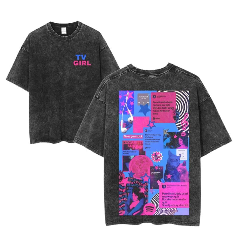 TV Girl Lyric Collage Vaporwave Music Sadcore Indie - Adult & Kids T-Shirts, Sweatshirts & Hoodies apparel design preview 1