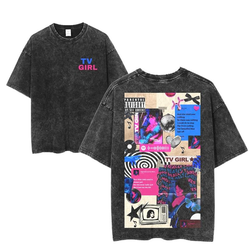 TV Girl Lyric Wall Emotional Collage Vaporwave Who - Adult & Kids T-Shirts, Sweatshirts & Hoodies apparel design preview 1