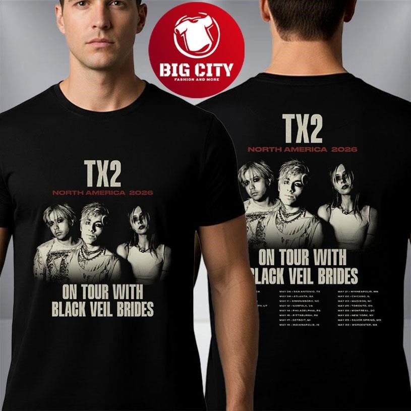 TX2 North America 2026 On Tour With Black Veil Brides - Adult & Kids T-Shirts, Sweatshirts & Hoodies apparel design preview 1