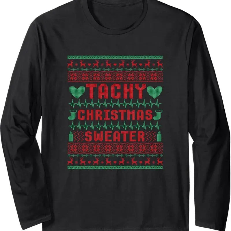 Tachy Nurse Ugly Medical Cardiac Icu Xmas - Adult & Kids T-Shirts, Sweatshirts & Hoodies apparel design preview 1