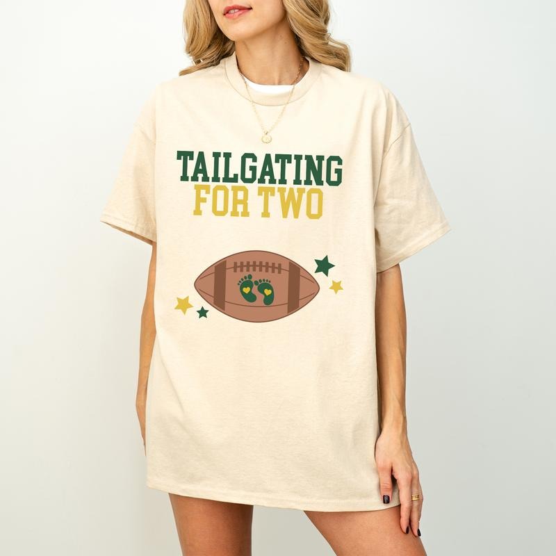 Tailgating Two Football Themed Pregnancy Announcement - Adult & Kids T-Shirts, Sweatshirts & Hoodies apparel design preview 1
