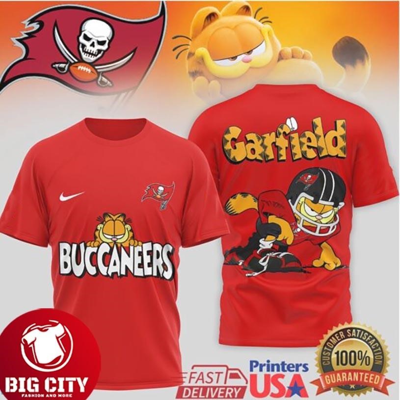 Tampa Bay Buccaneers Garfield Football Character Two - Adult & Kids T-Shirts, Sweatshirts & Hoodies apparel design preview 1