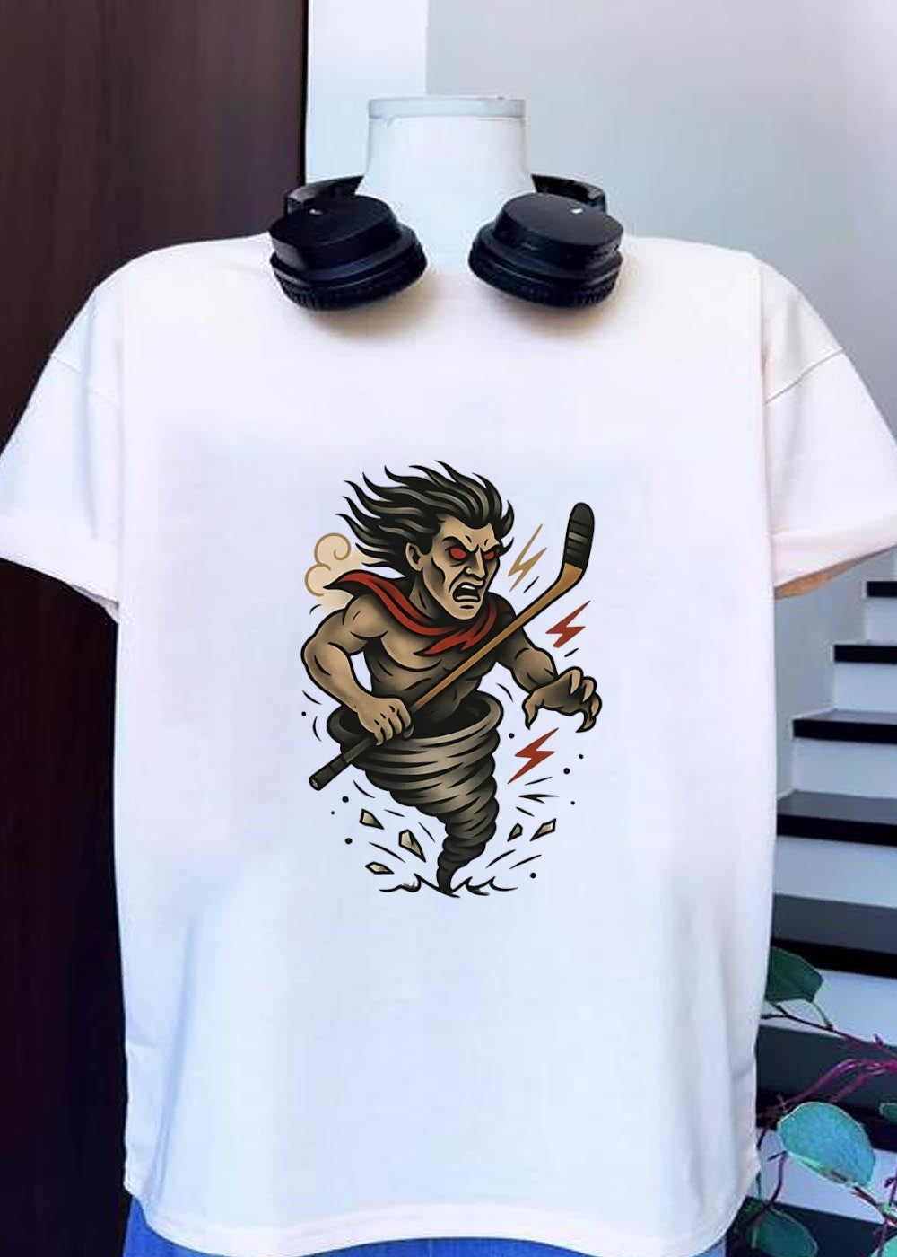 Tattoo Hockey Player Tornado Angry Sport Graphic - Adult & Kids T-Shirts, Sweatshirts & Hoodies apparel design preview 1