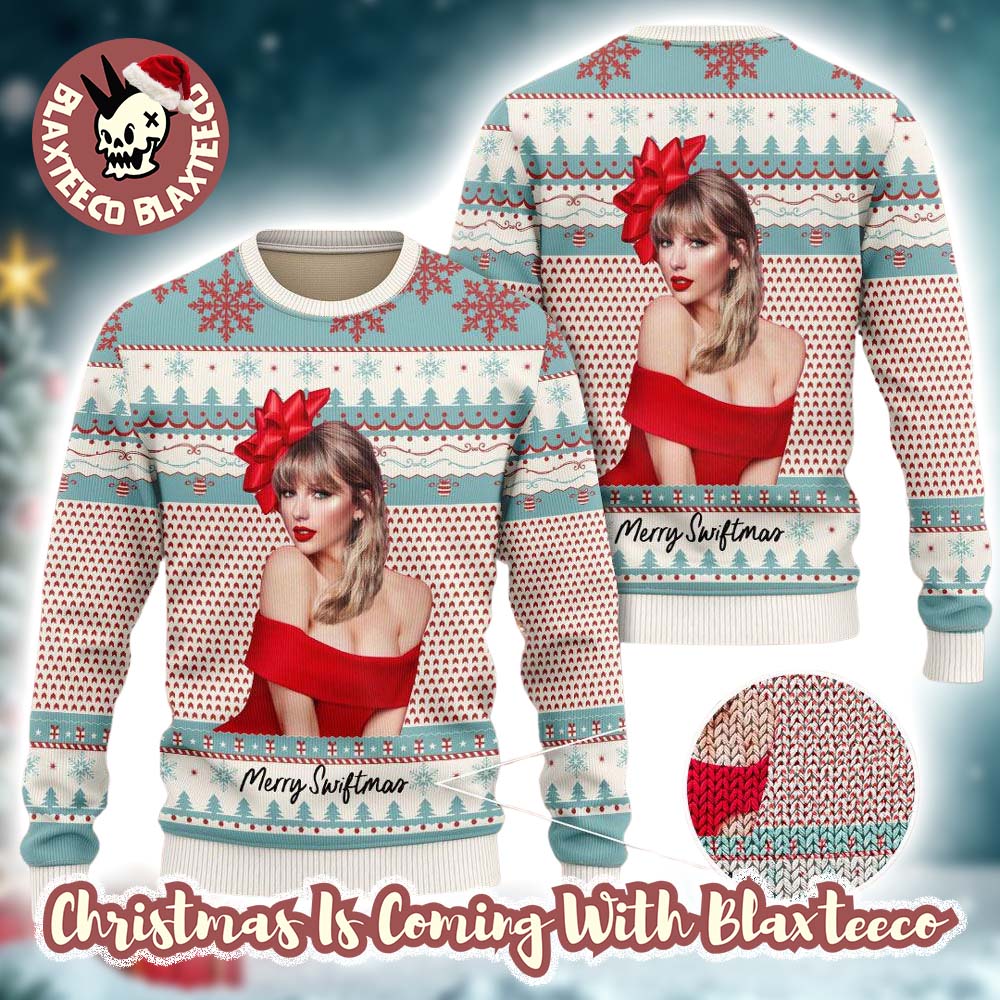 Taylor Swift Merry Swiftmas Taylor Photo Knitted Ugly Christmas Sweater - Holiday Gift product image