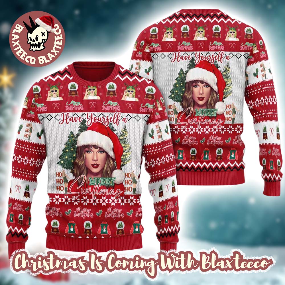 Taylor Swift Santa Ho Ho Ho Have Yourself A Merry Swiftmas Ugly Christmas Sweater - Holiday Gift product image