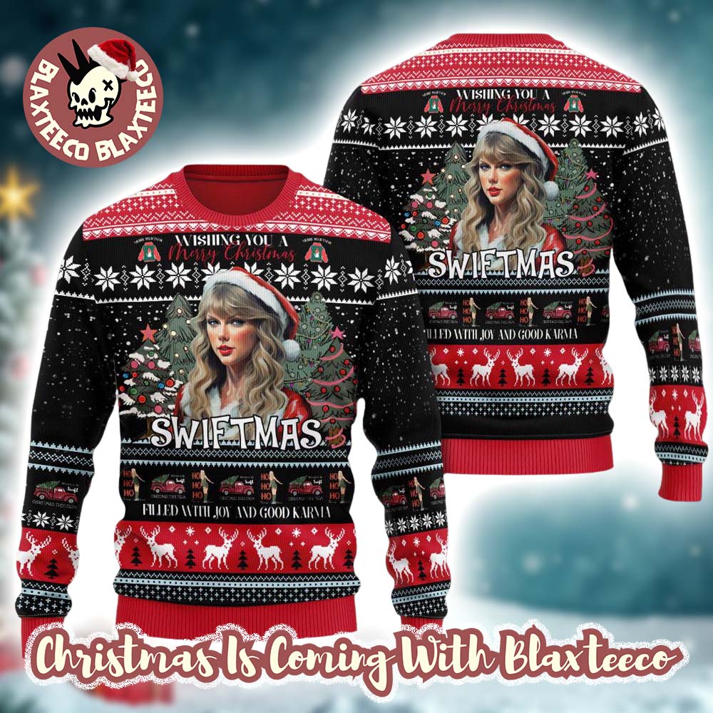 Taylor Swift Santa Merry Christmas Swiftmas Knitted Gift For Fans Ugly Christmas Sweater - Holiday Gift product image