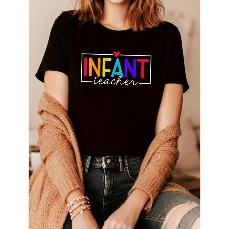 Teacher Daycare Provider Childcare Round Neck Short - Adult & Kids T-Shirts, Sweatshirts & Hoodies apparel design preview 1