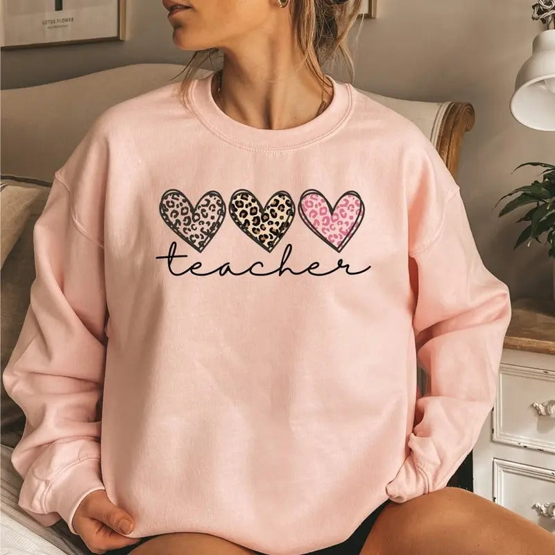 Teacher Teach Leopard Hearts Perfect Educators - Adult & Kids T-Shirts, Sweatshirts & Hoodies apparel design preview 1
